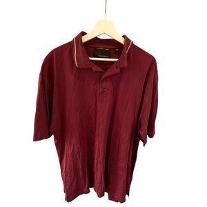 Greg Norman Polo Shirt Burgundy Large Short Sleeves Performance Golf Cotton
